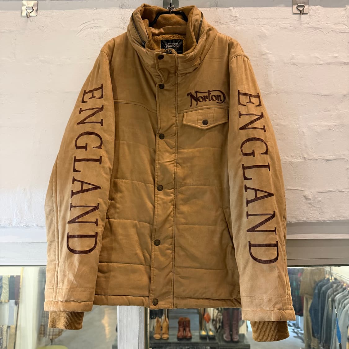 Norton 노턴 로고 자수 카모플라쥬 패딩 자켓 베이지 L 상품이미지1