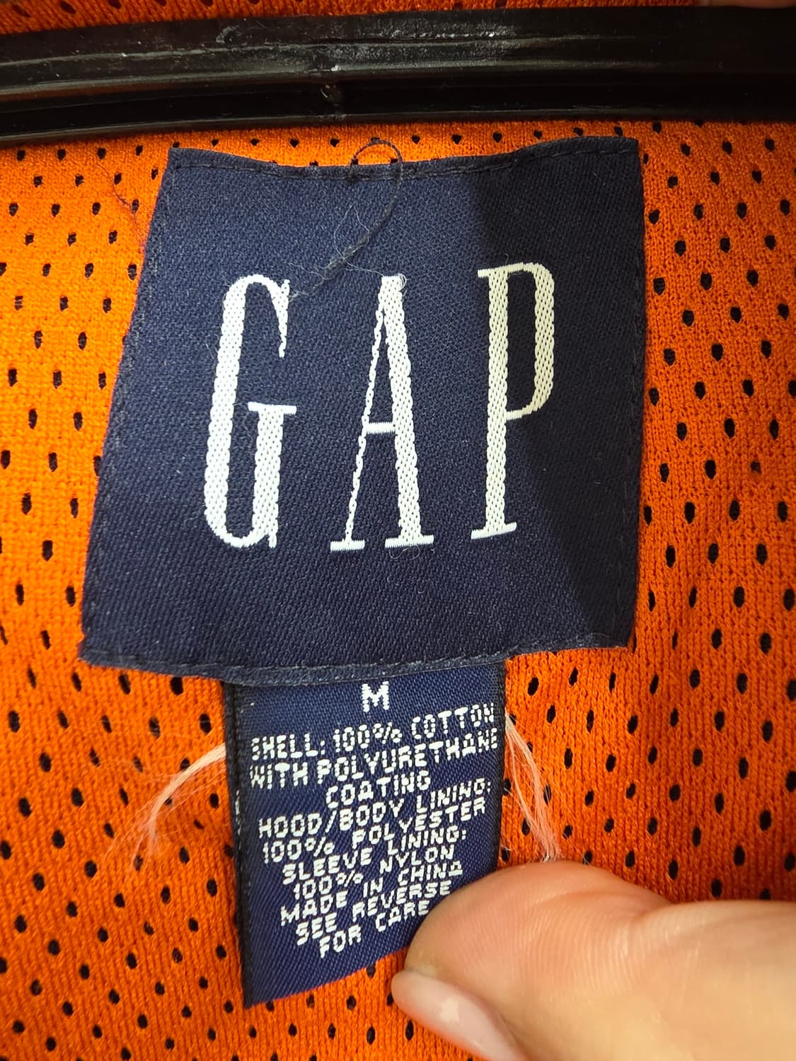[프립]M/GAP 코팅 코튼 후드 아노락 자켓 네이비 오렌지 상품이미지7
