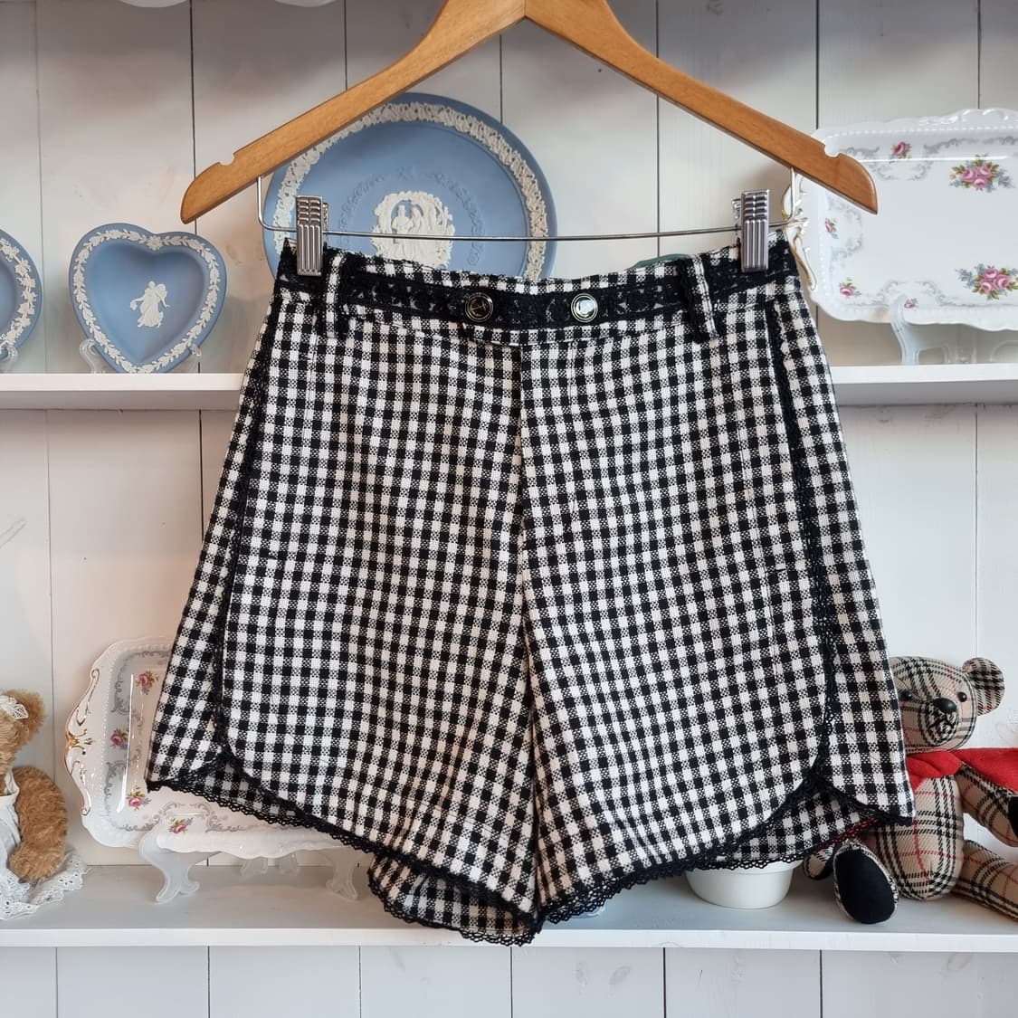 axes femme(악세즈 팜므) 깅엄체크 레이스반바지 상품이미지1