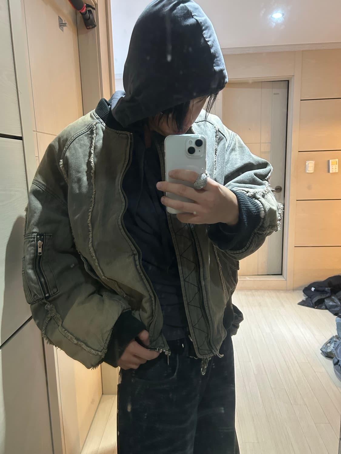 Bondage Detail Washed ma-1 bomber 상품이미지10