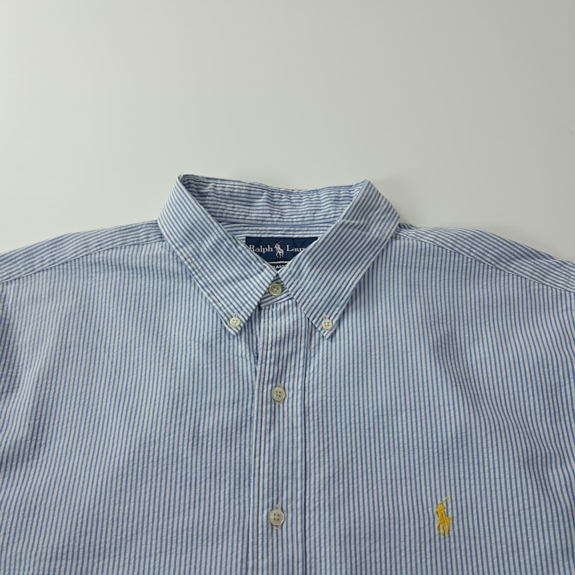 CK712 2XL 폴로 00s 시어서커 블루 스트라이프 반팔 셔츠 남방 상품이미지2