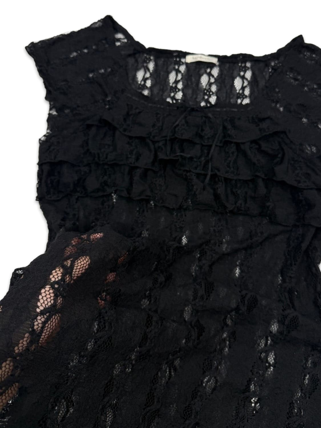 빈티지 Lacifonelli 블랙 레이스 프릴 시루 블라우스 상품이미지4