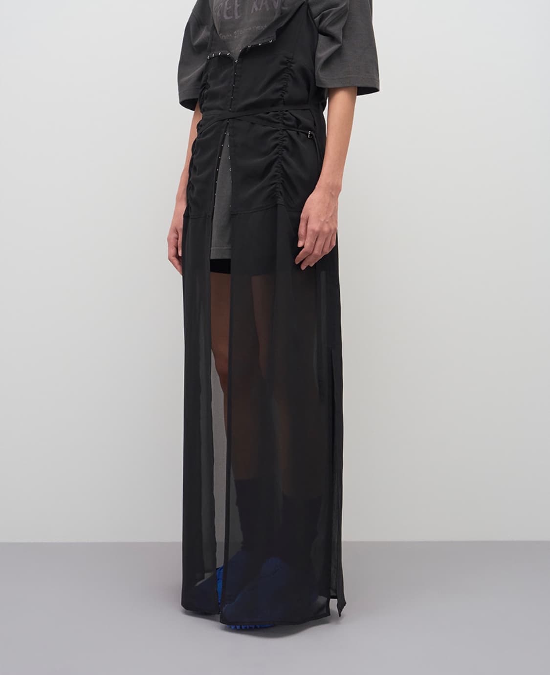 LCDC hook detail chiffon dress black M 상품이미지3