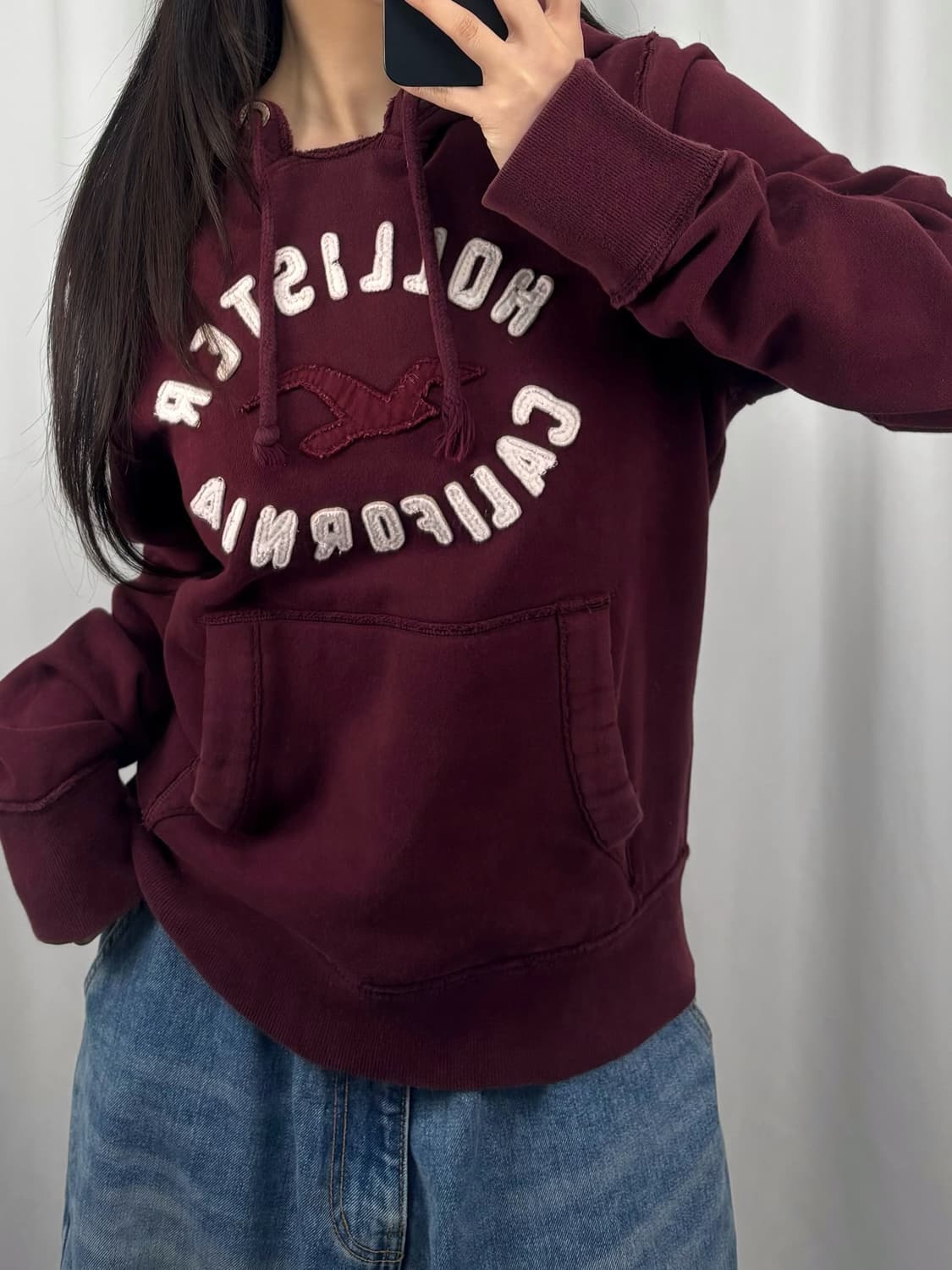 홀리스터 버건디 후드티 상품이미지2