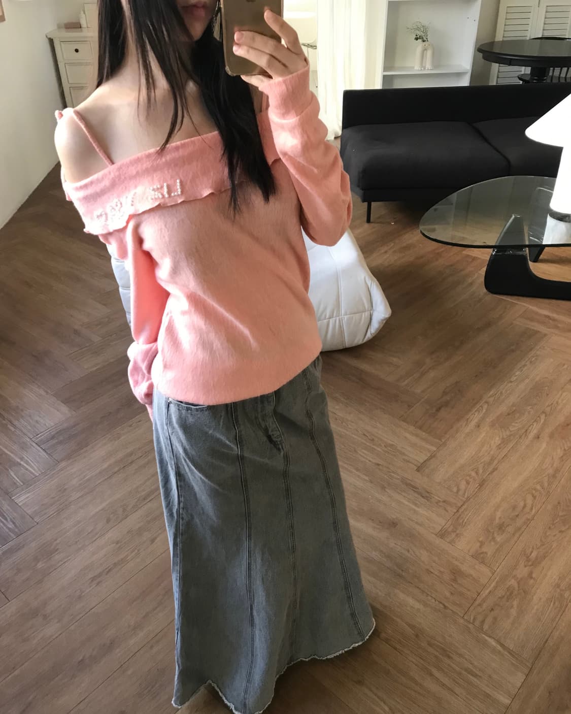 vintage denim long skirt (27inch) 상품이미지3