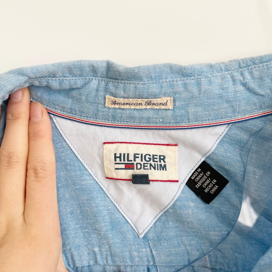 F2 타미힐피거(Tommy Hilfiger) 스카이 블루 린넨 셔츠 M사 상품이미지6