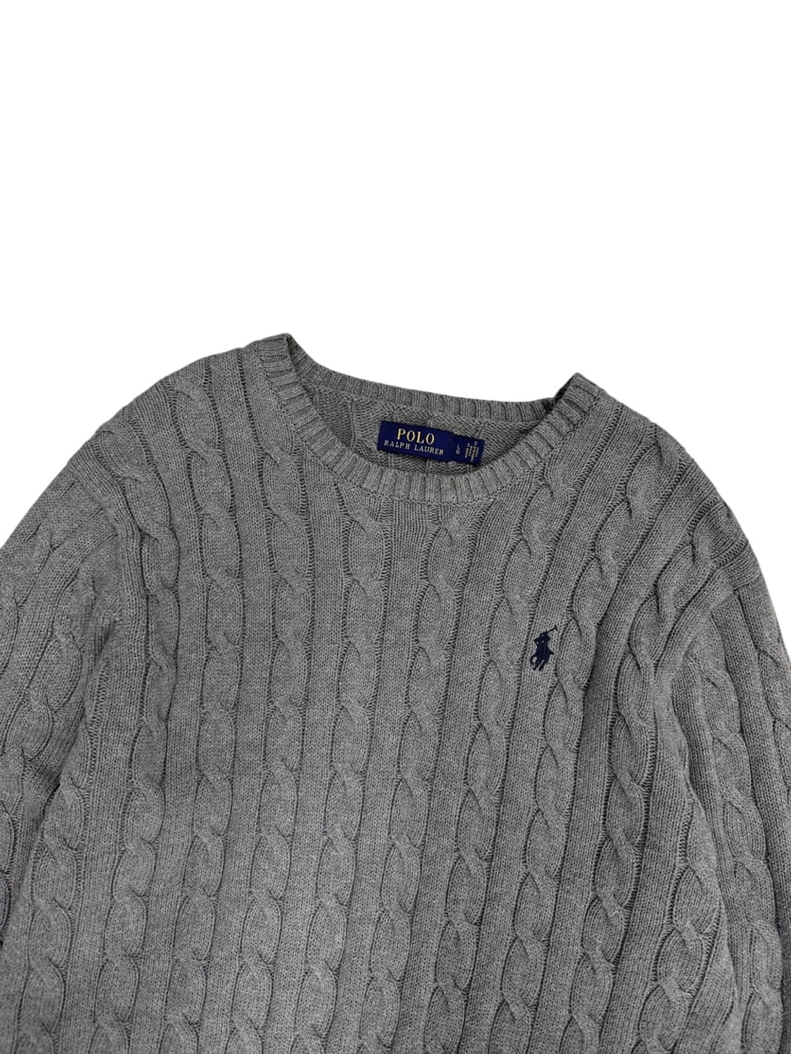 폴로 꽈배기 케이블니트 그레이 (L) 상품이미지2