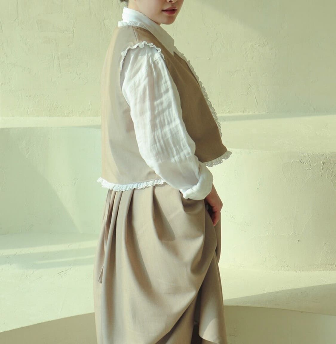 울 레이스 양면 리버시블 베스트 조끼 뷔스티에 상품이미지8