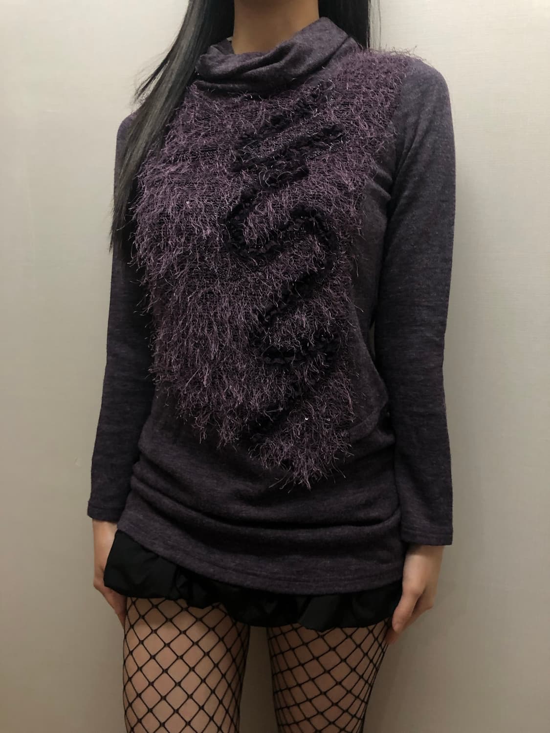 빈티지 퍼플 퍼 텍스처 터틀넥 니트 상품이미지8