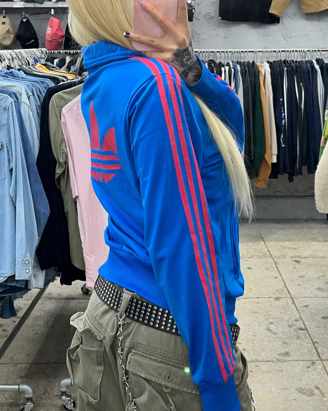 착샷O 아디다스 블루핑크 빅로고 져지 상품이미지6