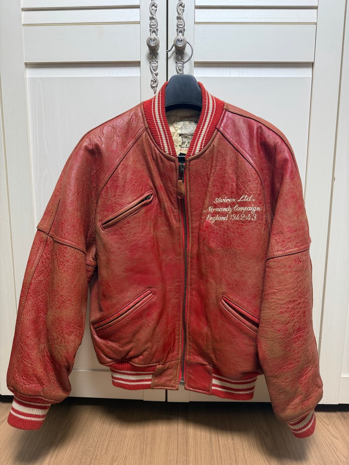 아비렉스 가죽자켓 레드 xs 상품이미지2