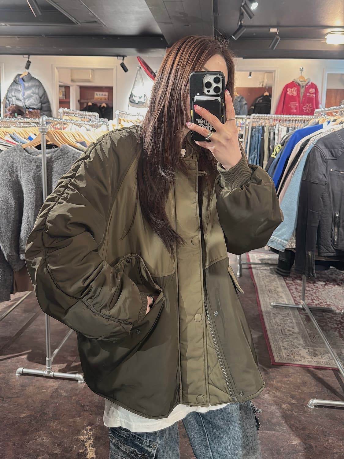 ZARA 자라 카키 셔링 플라이트 봄버 자켓 L 상품이미지8