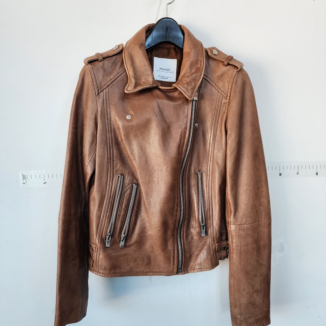 망고 가죽 라이더 자켓 브라운 상품이미지4