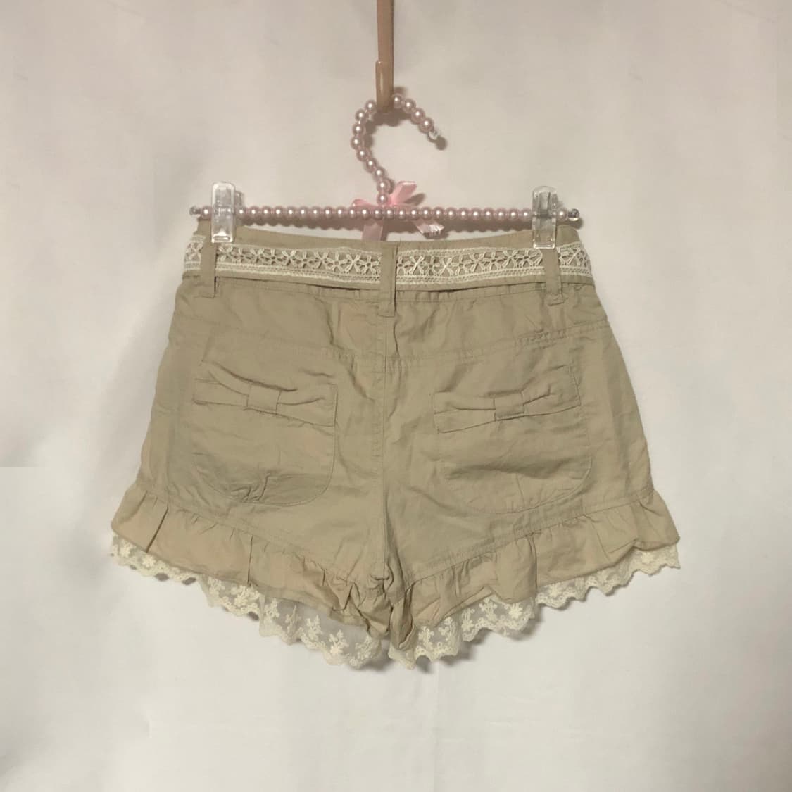 레이스 리본 벨트 반바지 베이지 상품이미지7