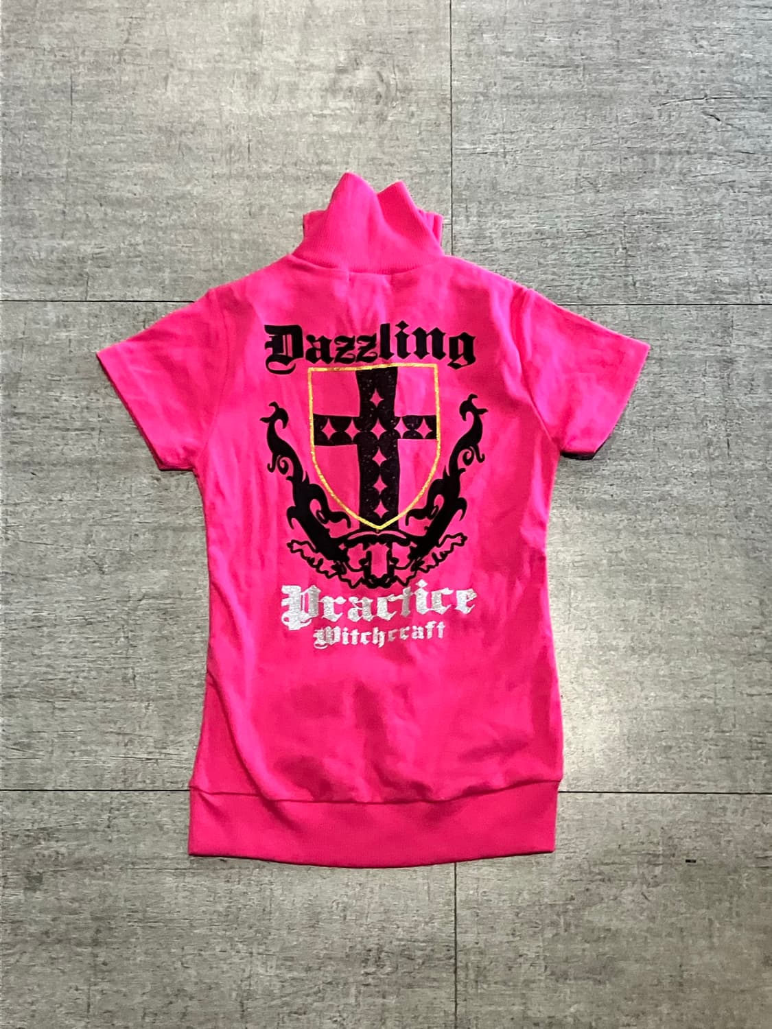 일본빈티지 Dismie 핀터깔y2k 보헤미안펑크 대장 반팔집업 상품이미지1