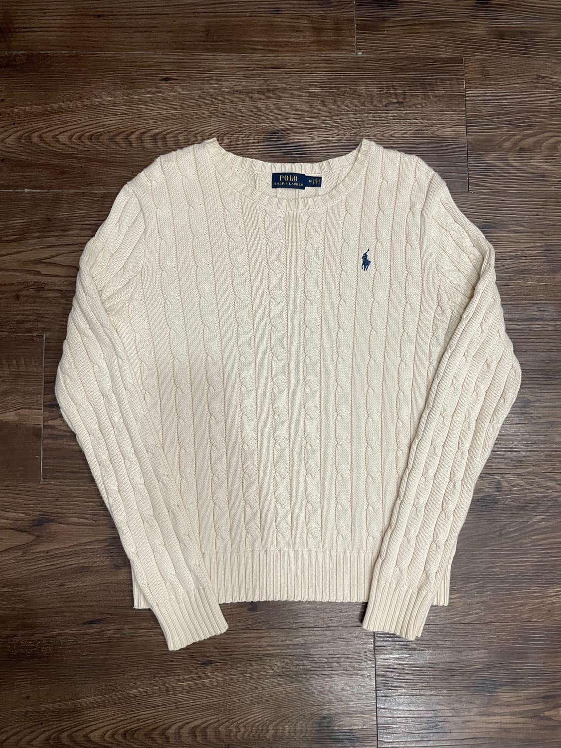 폴로 랄프로렌 케이블 니트 코튼 스웨터 아이보리 상품이미지1