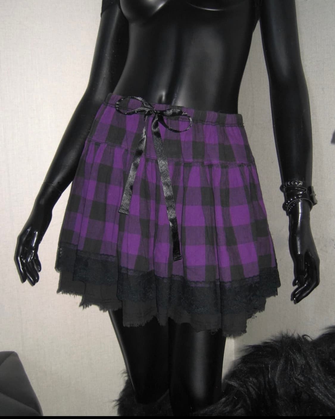 알곤퀸즈 펑크 체크 퍼플 스커트 리버시블 스커트 고딕 고스 공겜여주 상품이미지1