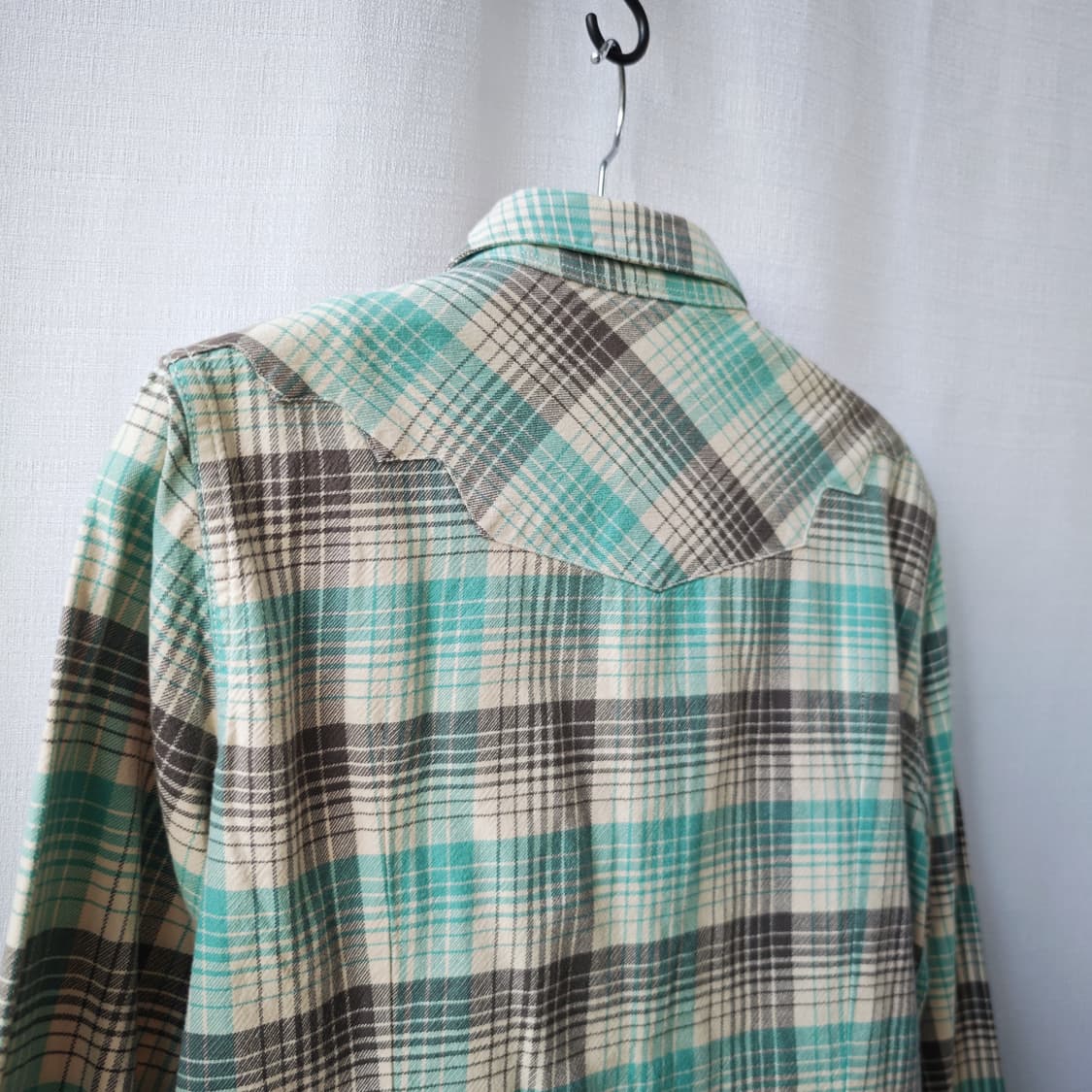 더블알엘 RRL 랄프로렌 플래드 웨스턴 셔츠 민트 차콜 그레이 L 상품이미지9