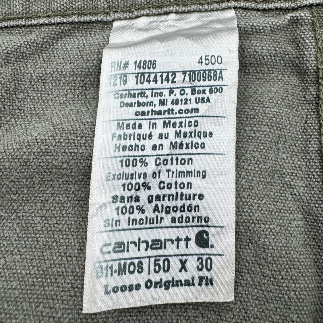 칼하트 OG 모스그린 빅사이즈 가죽패치 카펜터 덕캔버스 워크팬츠 상품이미지10