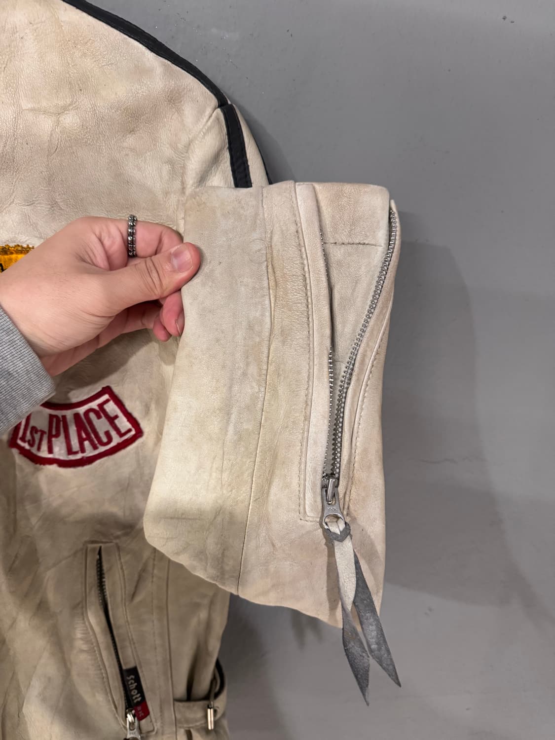 Schott 쇼트 패치 모터사이클 카우하이드 가죽자켓  상품이미지8