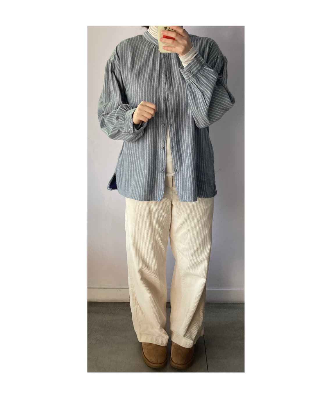 일본빈티지) 기모 스트라이프 블라우스 상품이미지3