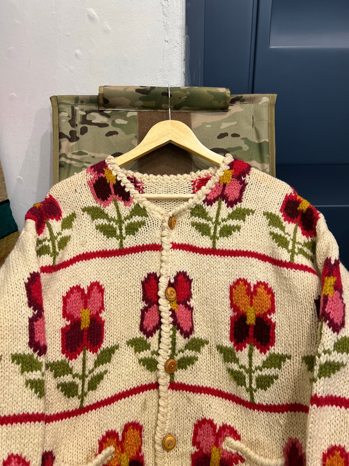 EURO VINTAGE FLOWER 핸드니트가디건 상품이미지3