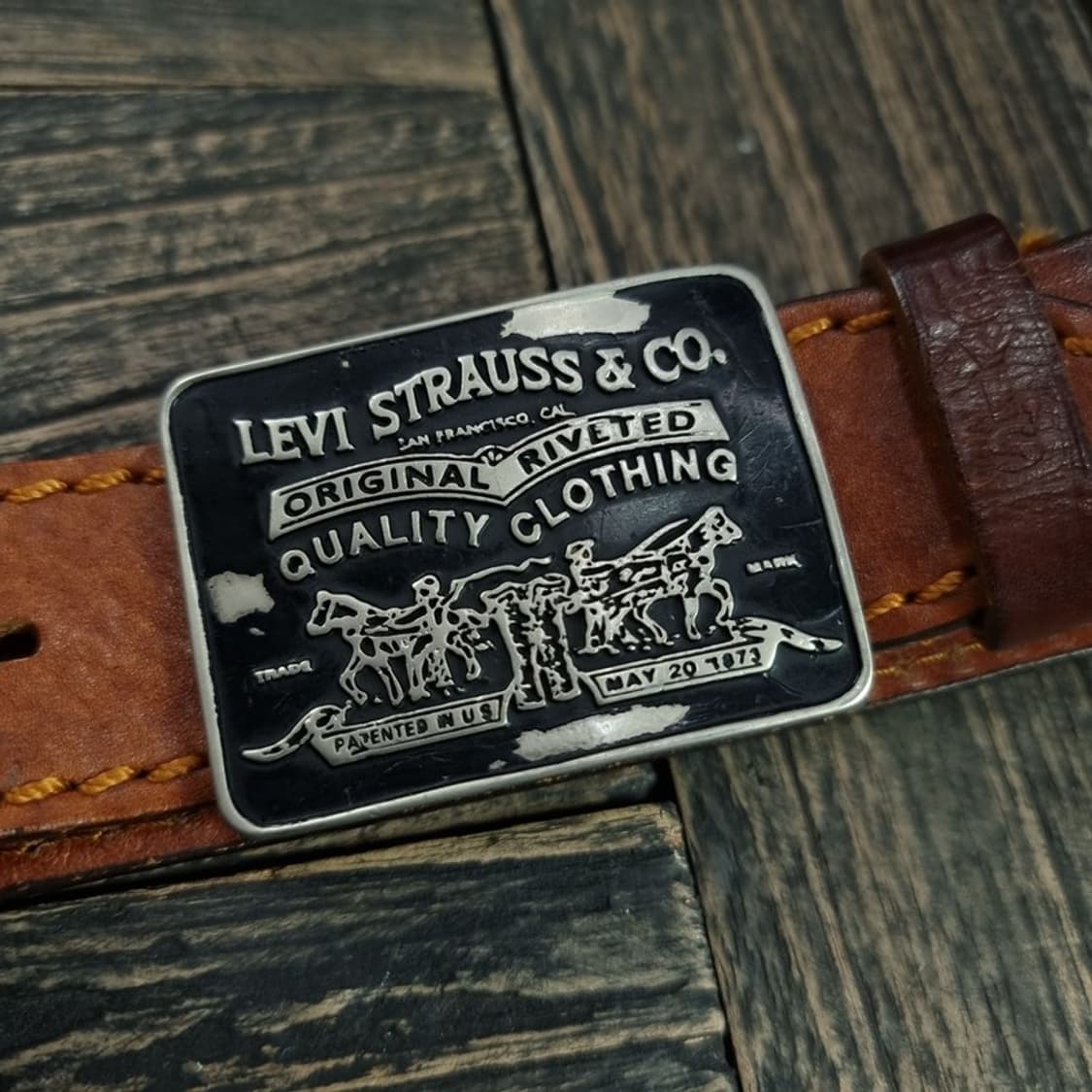 [리바이스] 리얼 카우 레더 소가죽 빅로고 버클 벨트 M18854 상품이미지5