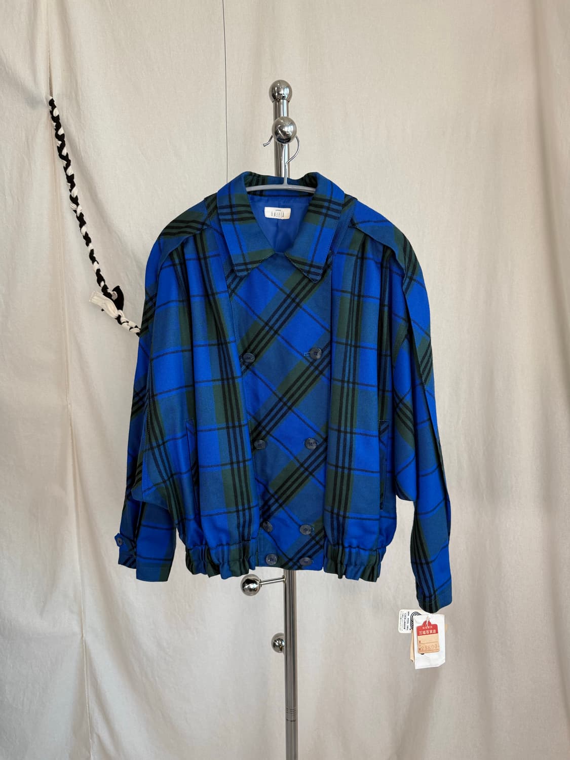 (Deadstock) ANJELA 블루 체크 더블 자켓 상품이미지2