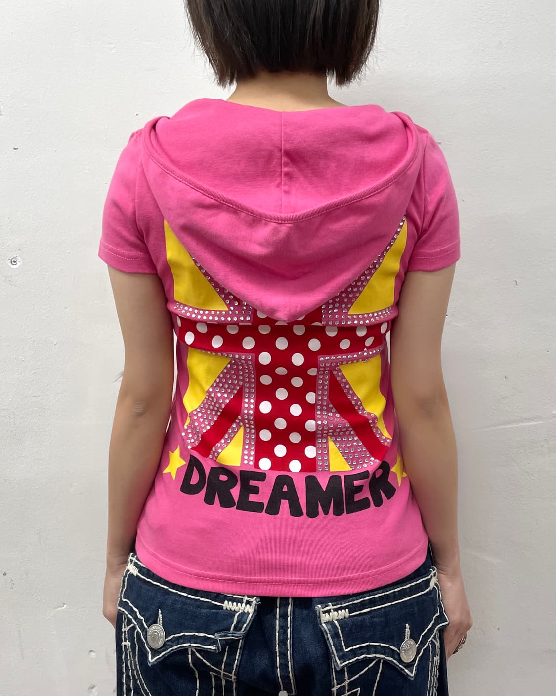 Dot Union Jack Cubic Pink Hoodie T-shirt 상품이미지4