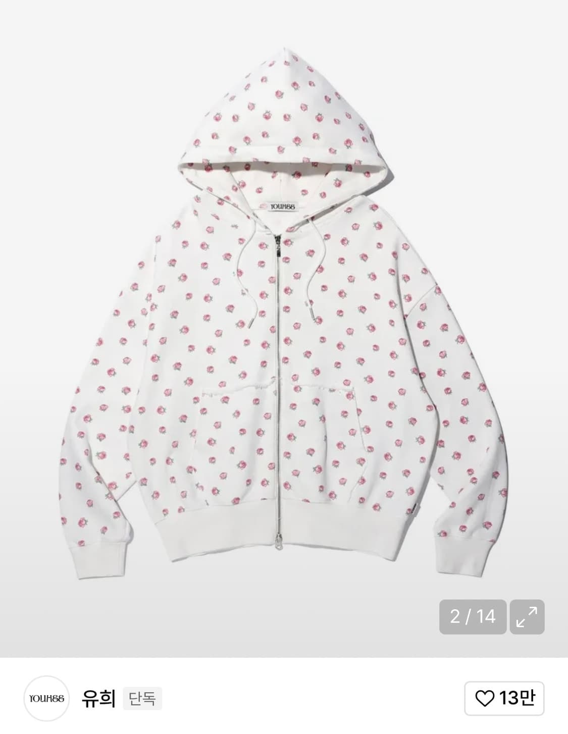 새상품)유희 FLOWER PATTERN HOOD ZIP-UP WHITE 상품이미지2