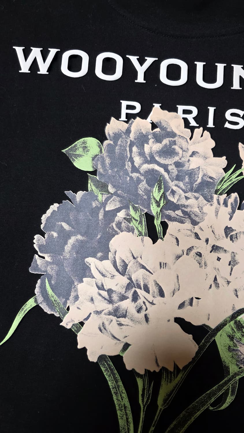 [새상품급,48]우영미 플라워 발색 반팔 블랙 상품이미지2