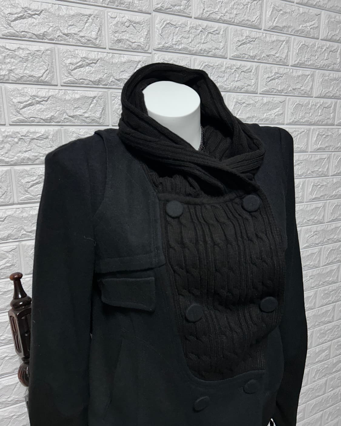 시스템 드레이프 니트 카라 울 자켓 상품이미지2