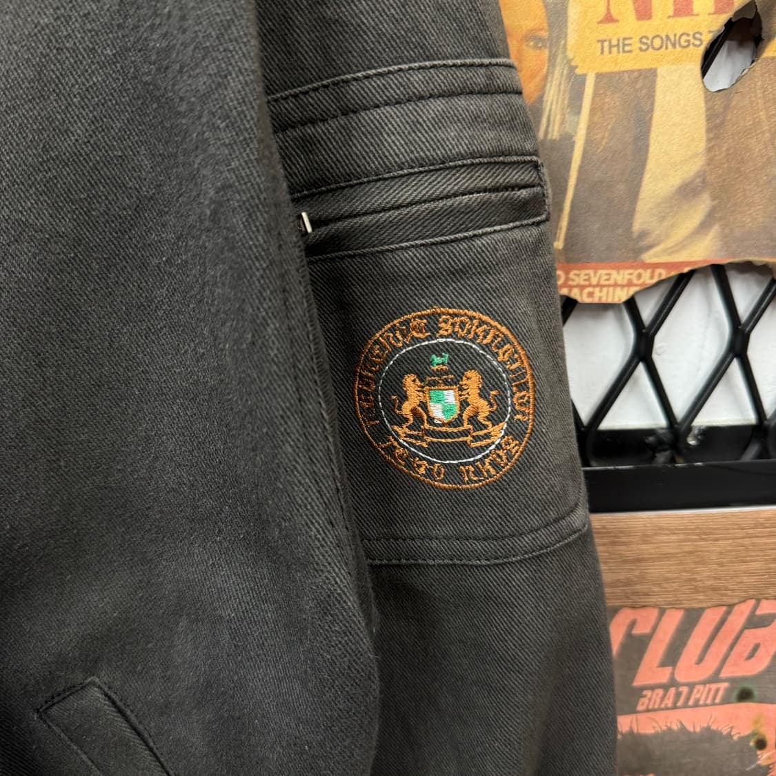 90s JPN VINTAGE 자수 패치워크 봄버 자켓 차콜 그레이 상품이미지5