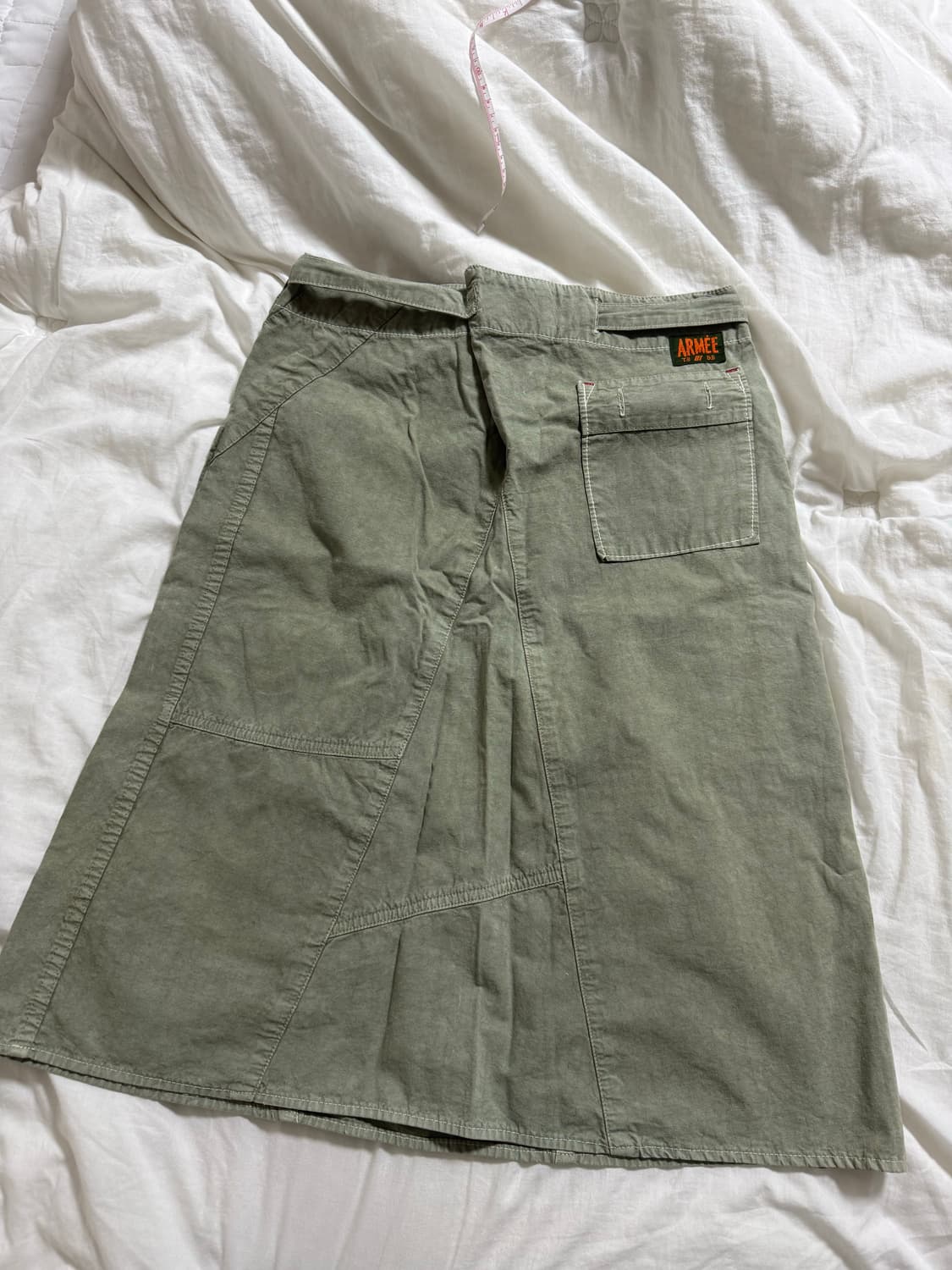 빈티지 아일렛 벨티드 스커트 카키 상품이미지4