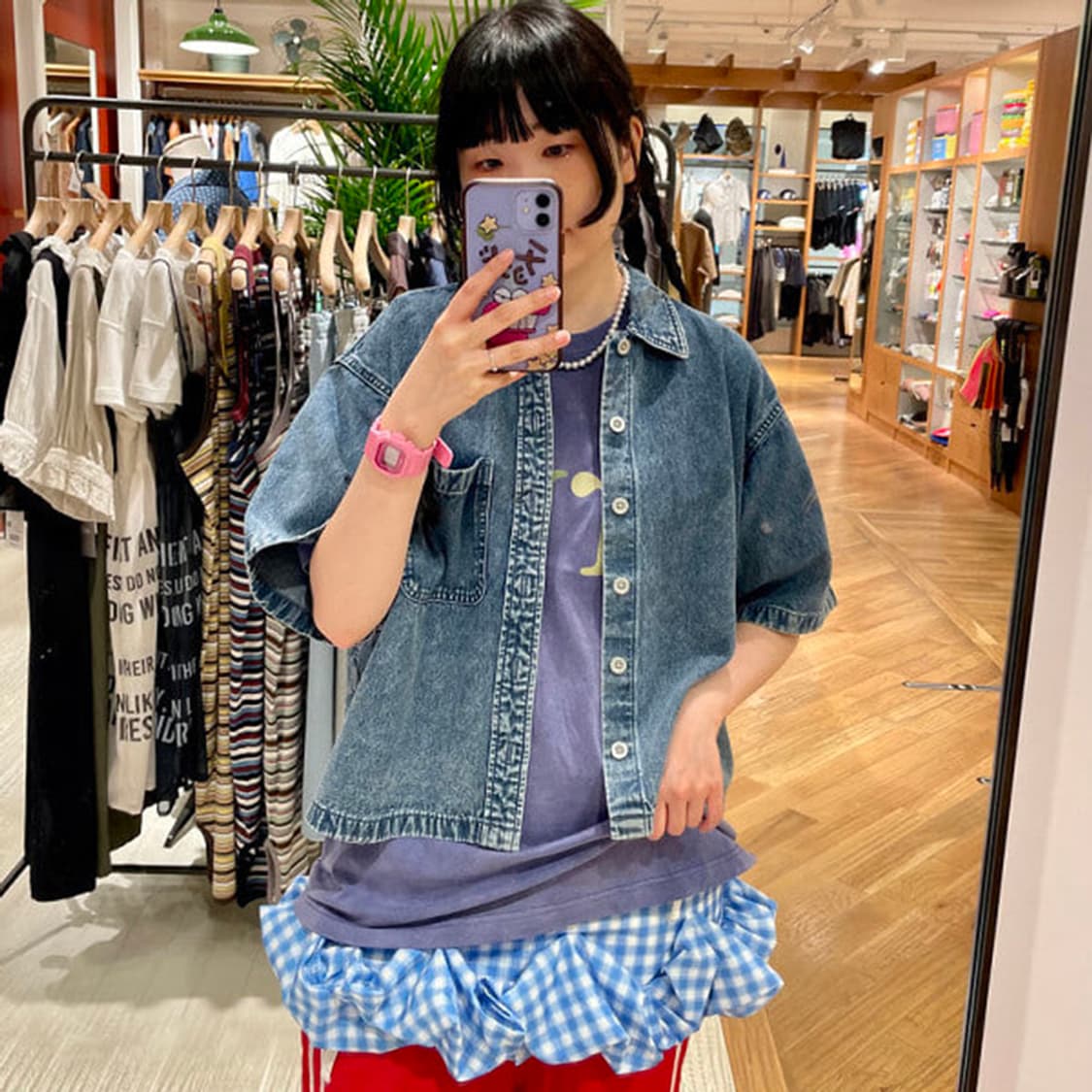 BEAMS Shorts Denim Shirt 상품이미지5