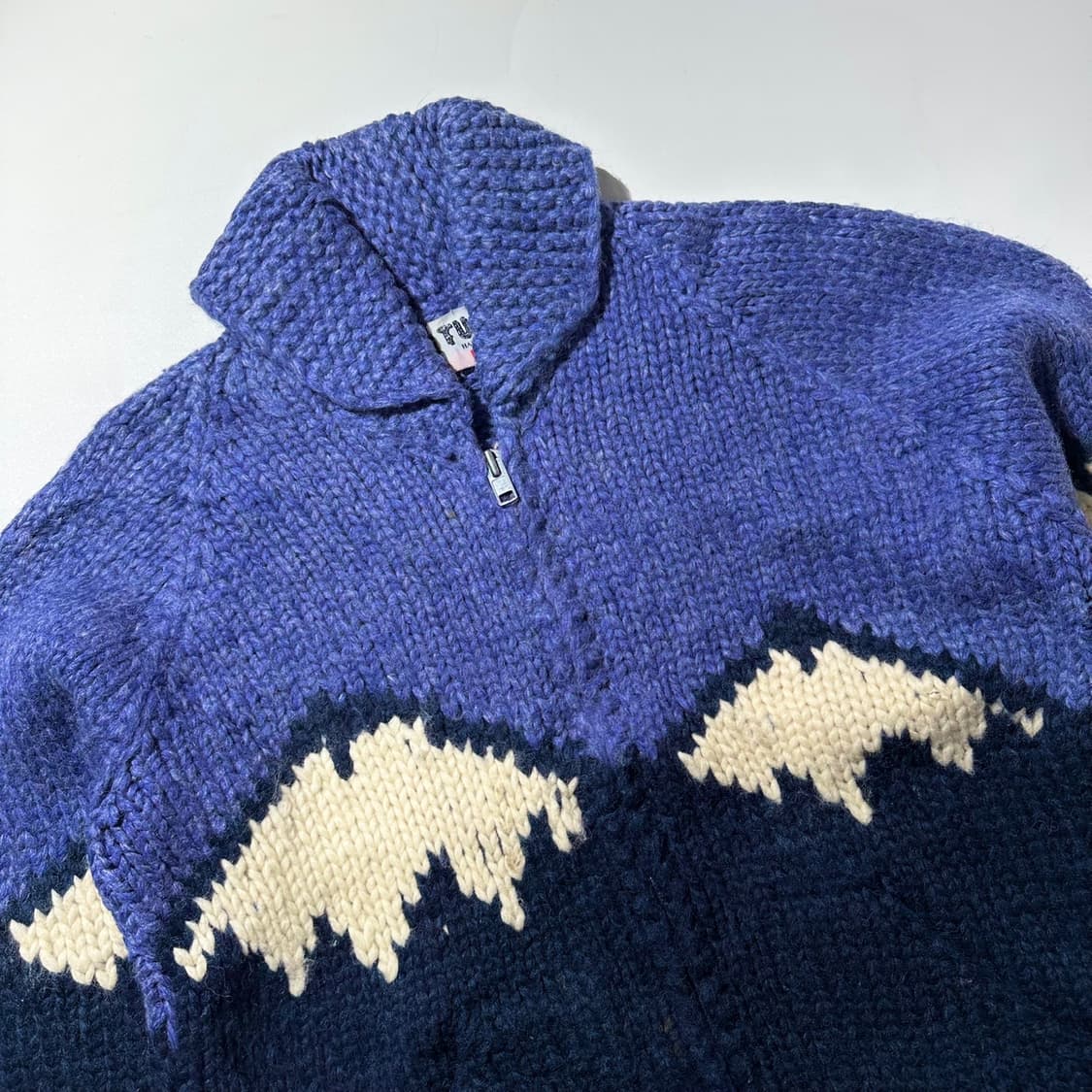 TUAK 캐나다 코위찬 숄카라 패턴 핸드 니트 집업 가디건 자켓 상품이미지3