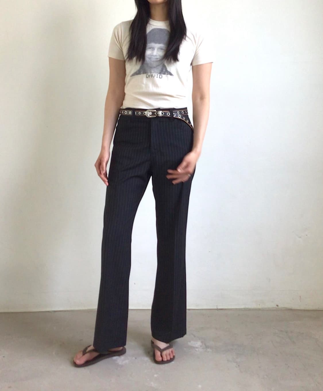 90s pinstripe loose slacks 상품이미지1