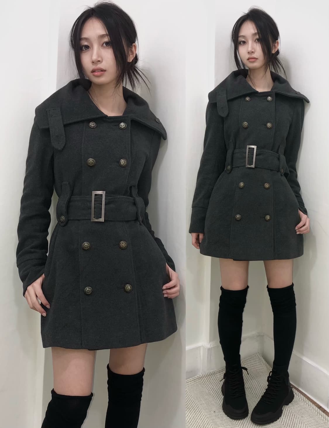 EGOIST charcoal belted coat 상품이미지1