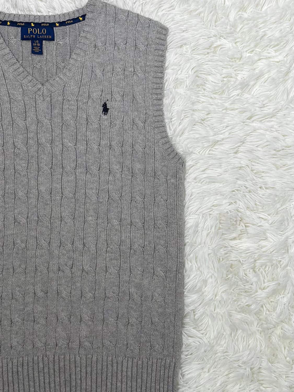 폴로랄프로렌 네이비포니 그레이 케이블 니트조끼 상품이미지5