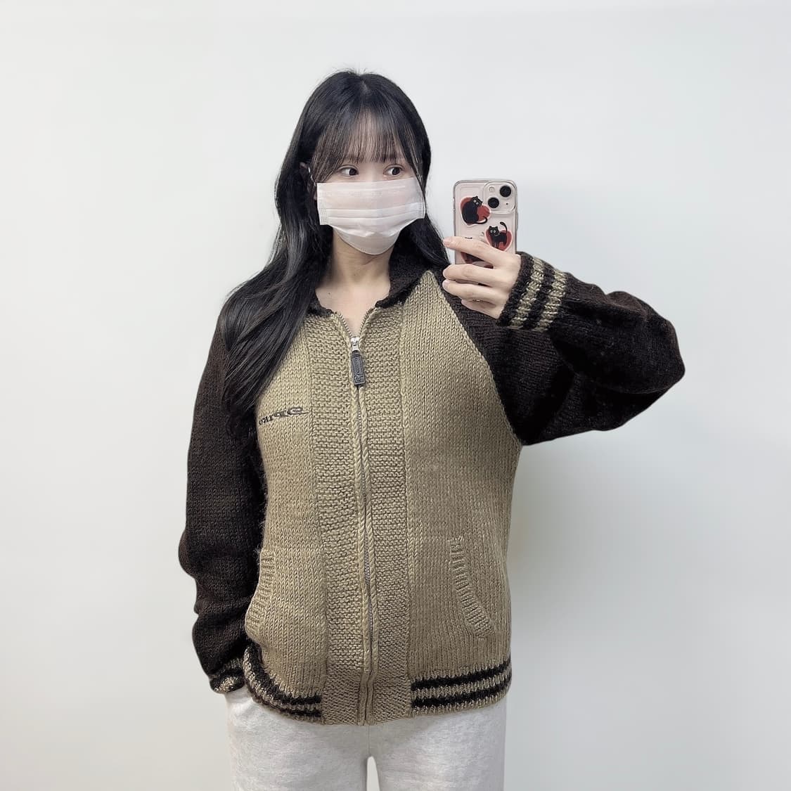 PIKO 피코 일본 재패니즈 빈티지 웨이브 코위찬 니트집업 상품이미지1