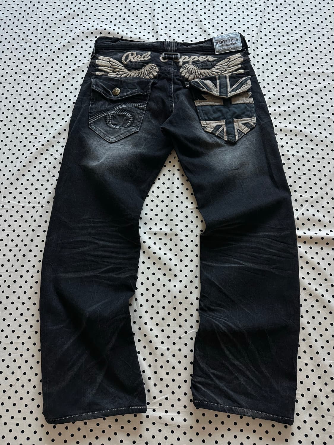 레드페퍼 흑청 백패치 워싱 데님팬츠 y2k 갸루 펑크 상품이미지4