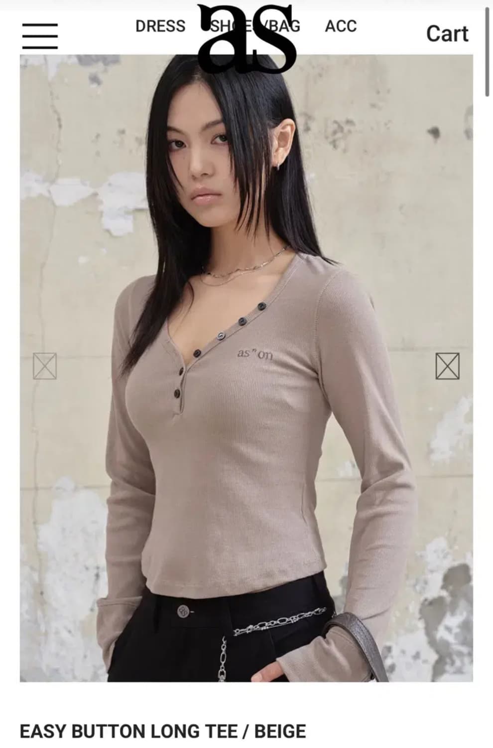 애즈온 티셔츠 버튼티 베이지 상품이미지1