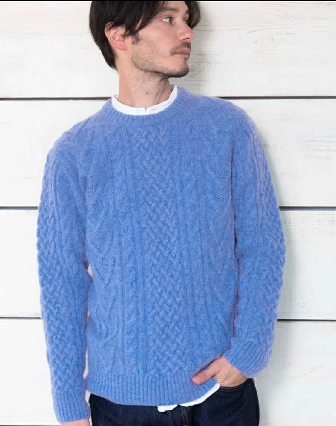 유나이티드애로우즈 해밀턴 램스울 피셔맨 아란 크루넥 스웨터 상품이미지5