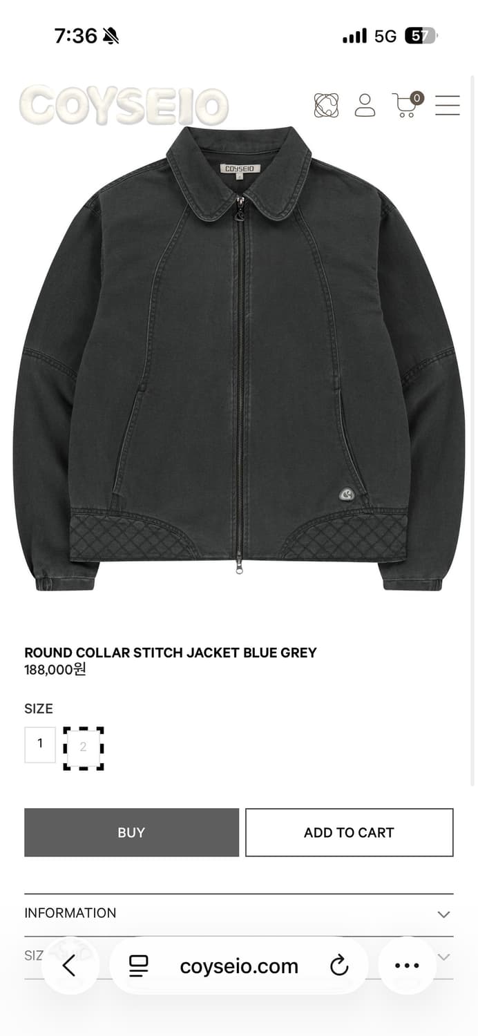 코이세이오 라운드카라자켓 스티치 블루 그레이 1사이즈 상품이미지1