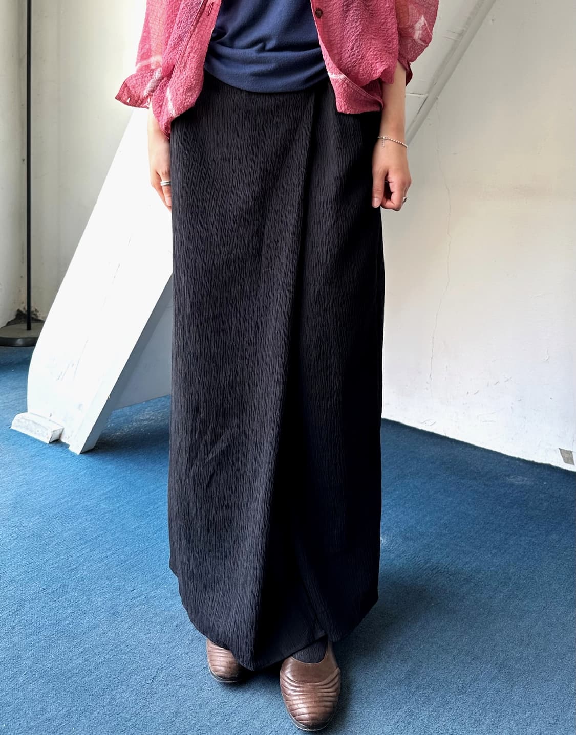 High count poly rayon micro pleats skirt 상품이미지7