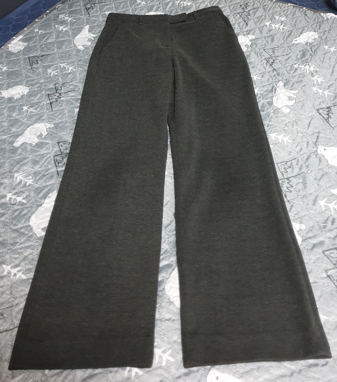 SIYAZU 이중직원단 롱 와이드 슬랙스 차콜 (L) 상품이미지1