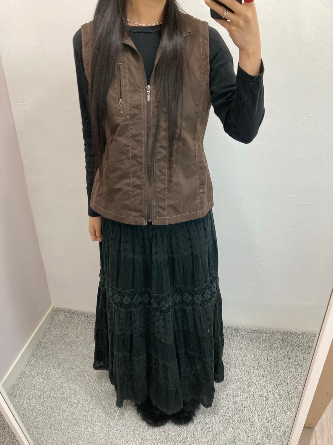 브라운 스티치 베스트 상품이미지1