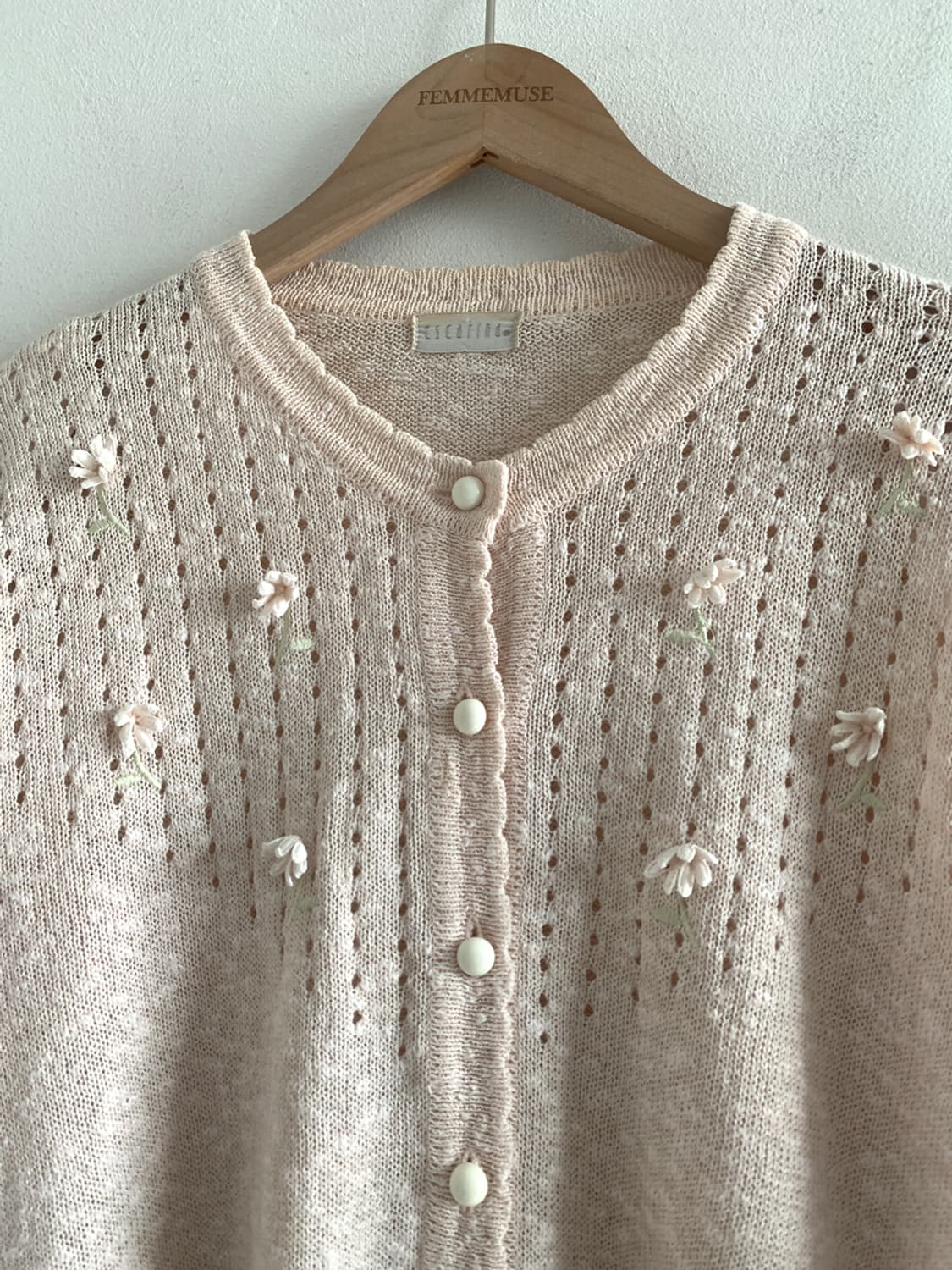 Flower embroidery peach cardigan 상품이미지2