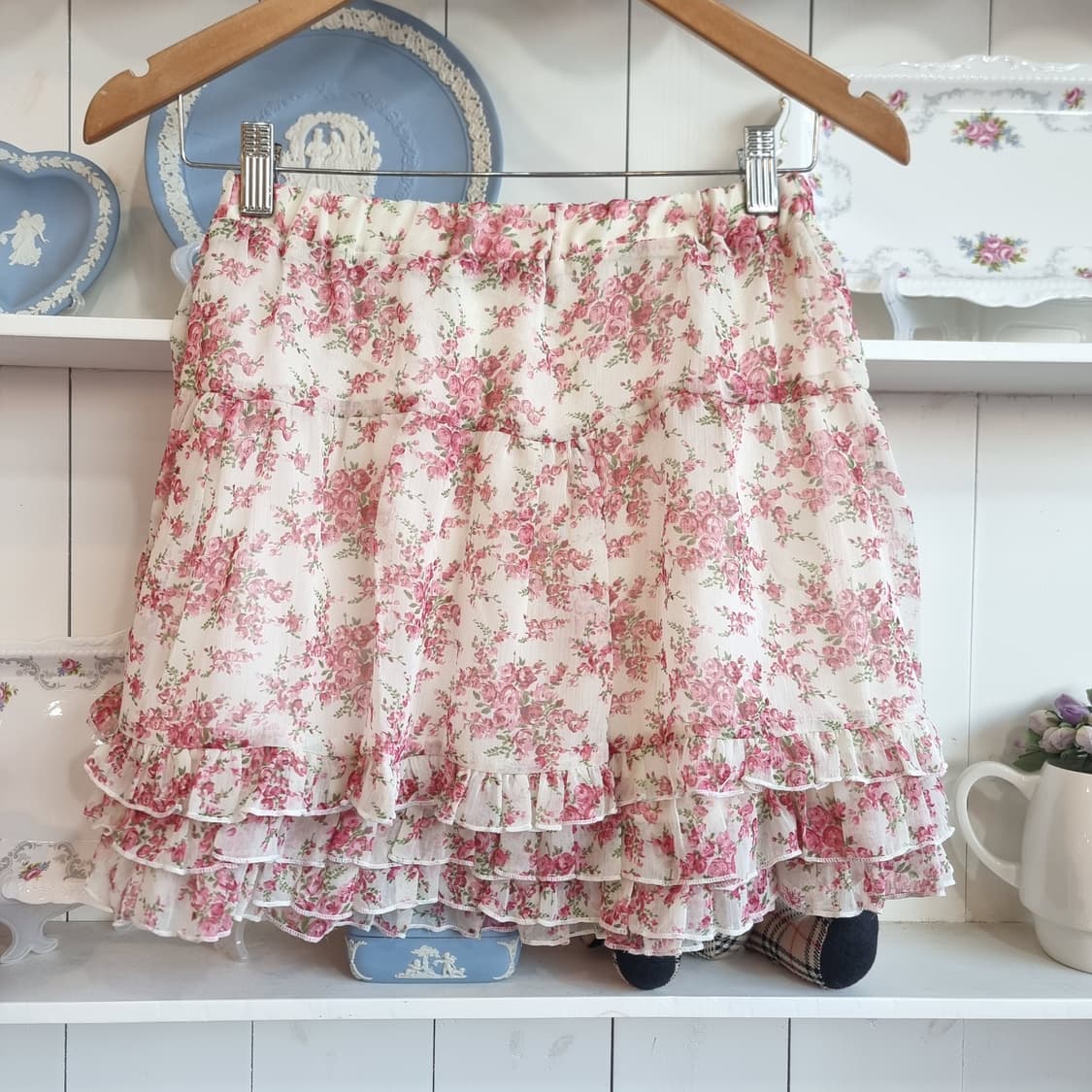 로즈 플라워 쉬폰 캉캉 스커트 상품이미지5