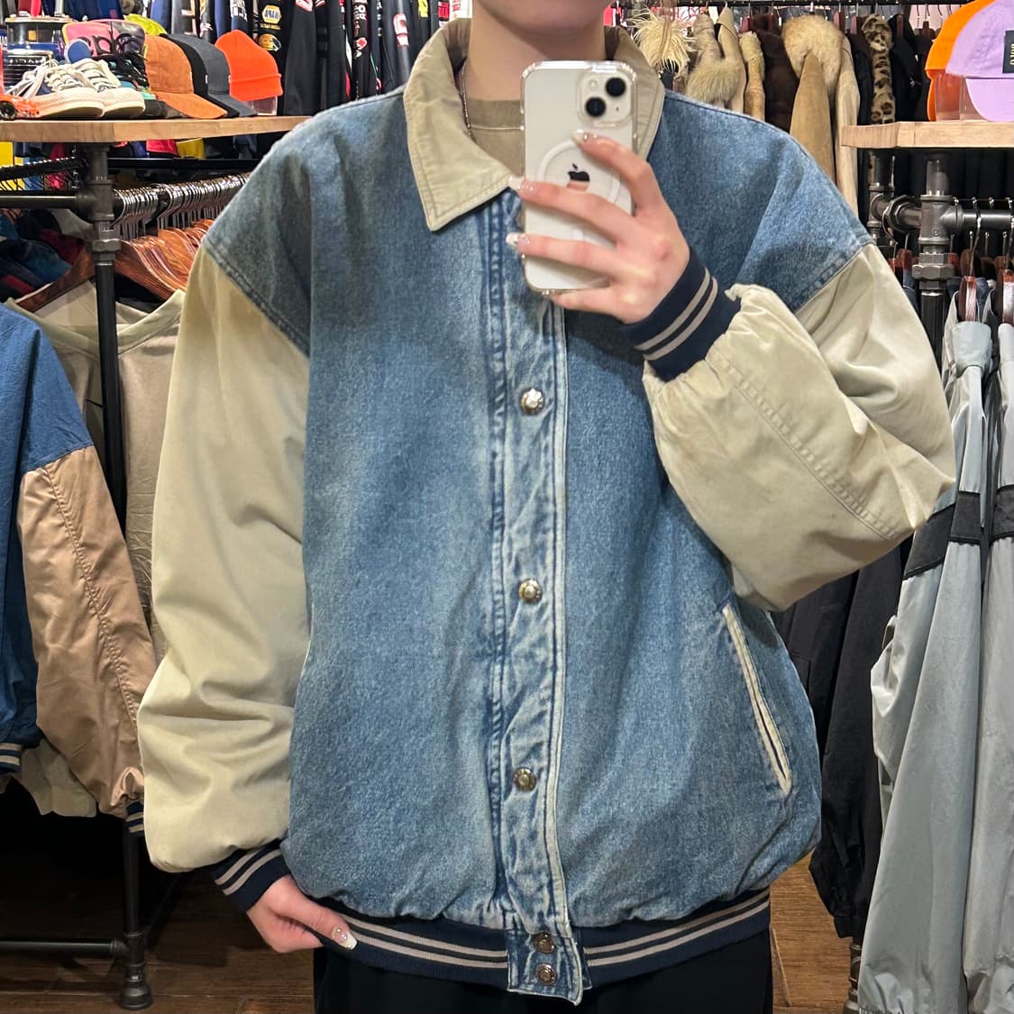 [HI] VTG 데님 바시티 중청  상품이미지1